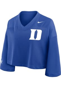 Duke Blue Devils Womens Nike Crop Fashion Football Jersey - Blue
