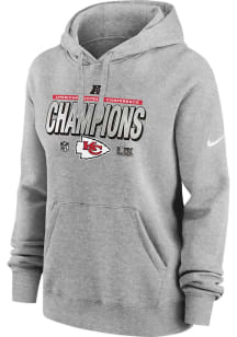 Nike Kansas City Chiefs Womens Grey 2024 Conference Champs Trophy Collection Hooded Sweatshirt