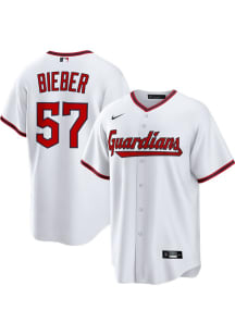 Shane Bieber Cleveland Guardians Mens Replica Home Jersey - White