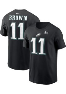 AJ Brown Philadelphia Eagles Black 2024 Super Bowl Participant Short Sleeve Player T Shirt