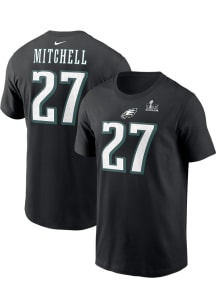 Quinyon Mitchell Philadelphia Eagles Black 2024 Super Bowl Participant Short Sleeve Player T Shirt