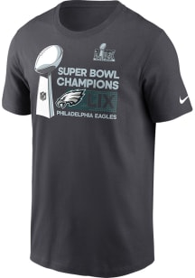 Nike Philadelphia Eagles Anthracite 2024 Super Bowl Champions Locker Room Short Sleeve T Shirt