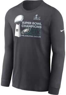 Nike Philadelphia Eagles Anthracite 2024 Super Bowl Champions Locker Room Long Sleeve T Shirt
