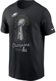 Nike Philadelphia Eagles Black 2024 Super Bowl Champions Trophy Short Sleeve T Shirt