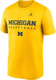 Nike Michigan Wolverines Yellow Jordan DriFIT Basketball Legend Short Sleeve T Shirt