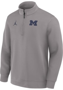 Nike Michigan Wolverines Mens Ash Jordan DriFIT Coaches Long Sleeve Qtr Zip Pullover