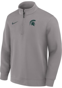 Nike Michigan State Spartans Mens Ash DriFIT Coaches Long Sleeve Qtr Zip Pullover