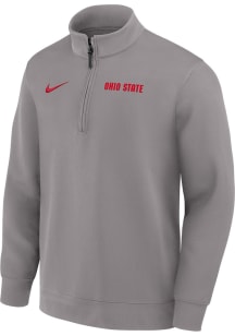 Nike Ohio State Buckeyes Mens Ash DriFIT Coaches Long Sleeve Qtr Zip Pullover