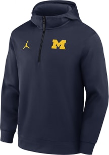 Nike Michigan Wolverines Mens Blue Jordan Half Zip DriFIT Hood