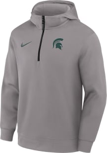 Nike Michigan State Spartans Mens Ash DriFIT Half Zip Hood