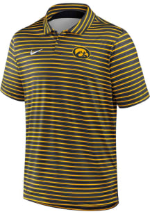 Nike Iowa Hawkeyes Mens Charcoal DriFIT Stripe Tour Short Sleeve Polo