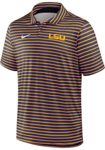 Nike LSU Tigers Mens Purple DriFIT Stripe Tour Short Sleeve Polo