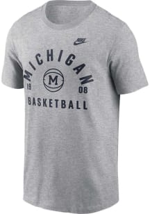 Nike Michigan Wolverines Grey Legacy Arch Basketball Short Sleeve T Shirt