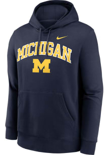 Nike Michigan Wolverines Mens Blue Embroidered Arch Mascot Long Sleeve Hoodie