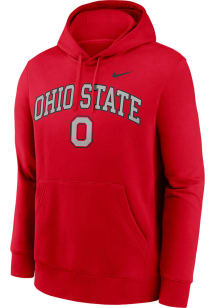 Nike Ohio State Buckeyes Mens Red Embroidered Arch Mascot Long Sleeve Hoodie