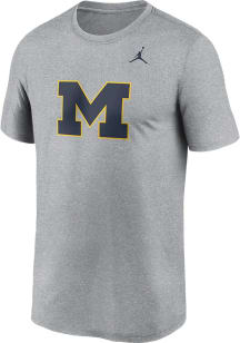 Nike Michigan Wolverines Grey Jordan Legend Primary Logo Short Sleeve T Shirt