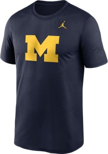 Nike Michigan Wolverines Blue Jordan Legend Primary Logo Short Sleeve T Shirt