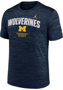 Nike Michigan Wolverines Blue Jordan Velocity Microtype Short Sleeve T Shirt