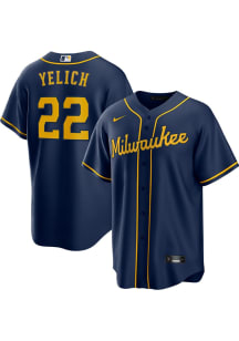 Christian Yelich Milwaukee Brewers Mens Replica Alternate Jersey - Navy Blue