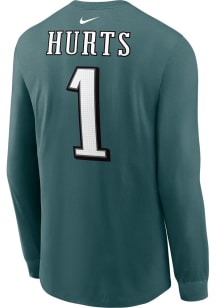 Jalen Hurts Philadelphia Eagles Teal PLAYER Long Sleeve Player T Shirt