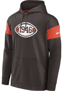 Nike Cleveland Browns Mens Brown SIDELINE HOODIE TOP Logo Hood