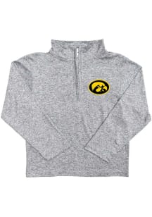 Vive La Fete Iowa Hawkeyes Youth Grey Heather Erik Long Sleeve Quarter Zip Shirt