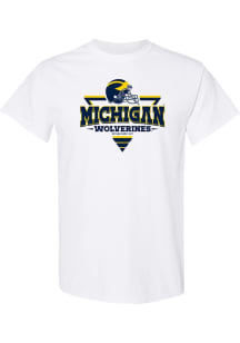 Michigan Wolverines White Football Triangle Short Sleeve T Shirt