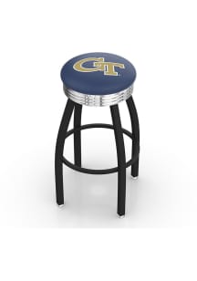 GA Tech Yellow Jackets 3 Ring Chrome Seat Pub Stool - Black