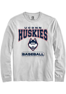 Summit Sportswear UConn Huskies White Baseball Long Sleeve T Shirt
