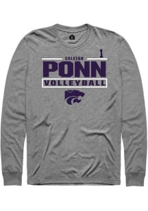 Caleigh Ponn K-State Wildcats Graphite NIL Stacked Box Long Sleeve Player T Shirt
