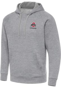 Antigua Ohio State Buckeyes Mens Grey Heather Victory Lacrosse Long Sleeve Hoodie