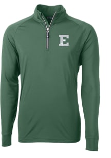 Cutter and Buck Eastern Michigan Eagles Mens Green Adapt Knit Long Sleeve Qtr Zip Pullover