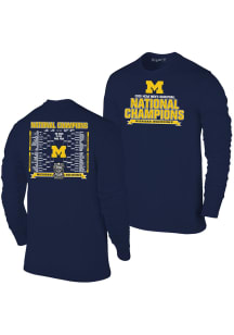 Michigan Wolverines Navy Blue 2026 Men's Basketball National Champions Bracket Long Sleeve Fashion..