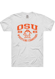 Summit Sportswear Oklahoma State Cowboys White Big 12 2026 Wrestling Champions Short Sleeve T Shir..