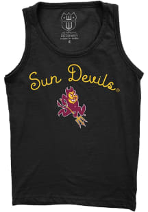 Wes and Willy Arizona State Sun Devils Girls Black Burn Out Short Sleeve Tank Top