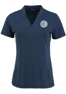 Cutter and Buck Chicago Fire Womens Navy Blue Forge Short Sleeve T-Shirt