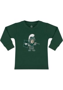 Sparty  Creative Knitwear Michigan State Spartans Toddler Green Baby Sparty Long Sleeve T-Shirt