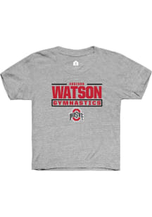 Addison Watson Ohio State Buckeyes Youth Grey NIL Stacked Box Player Tee
