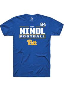 Josh Nindl Pitt Panthers Blue Football NIL Stacked Box Short Sleeve Player T Shirt