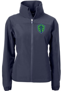 Cutter and Buck Seattle Sounders FC Womens Navy Blue Charter Eco Light Weight Jacket
