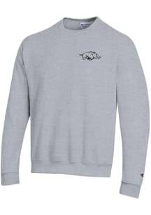 Champion Oregon Ducks Mens Grey Arched Name Long Sleeve Crew Sweatshirt
