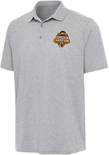 Antigua Western Michigan Broncos Mens Grey 2025 Hockey National Champions Par 3 Short Sleeve Polo