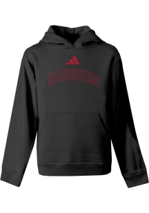 Adidas Indiana Hoosiers Youth Black Heat Seal Fleece Long Sleeve Hoodie