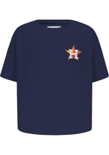 Pro Standard Houston Astros Girls Navy Blue Classic Essentials Short Sleeve Fashion T-Shirt