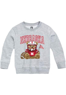 Summit Sportswear Nebraska Cornhuskers Womens Grey Bear Necessities Crew Sweatshirt