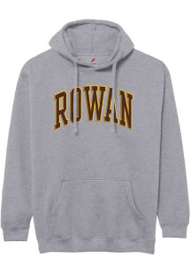 Rowan University Mens Grey Jersey Arch Name Essential Long Sleeve Hoodie