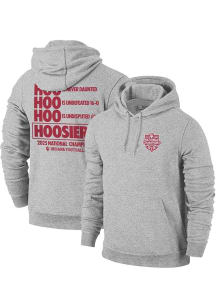 Indiana Hoosiers Mens Grey 2025 CFP National Champions HOO HOO HOO HOOSIERS Long Sleeve Hoodie