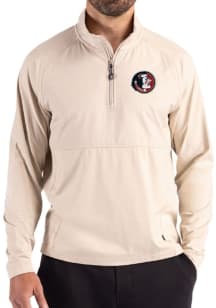 Cutter and Buck Florida State Seminoles Mens Oatmeal Vault Adapt Eco Hybrid Long Sleeve Qtr Zip Pu..