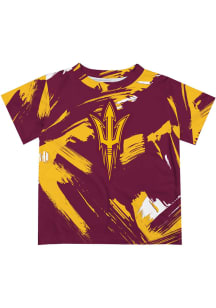 Vive La Fete Arizona State Sun Devils Youth Maroon Paint Brush Short Sleeve T-Shirt
