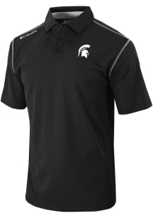 Columbia Michigan State Spartans Mens Black Heat Seal Omni Wick Shotgun Short Sleeve Polo